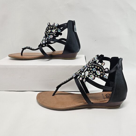 Daisy Fuentes “GLOW” Sandals Size 8.5M – Rhinestone Beaded Floral Design - Picture 1 of 16